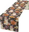 Halloween Table Runner ,Cute Ghost Pumpkin Pattern Table Runner for Home Kitchen Table Dining Garden Farmhouse Wedding Party Decor 13x70 Inch