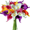 Mandy's PU Colorful Calla Lily Artificial Flowers 20 Stems 13.5in Faux Realistic Centerpiece for Thanksgiving and Christmas Decorations DIY Bridal Bouquet Home Décor