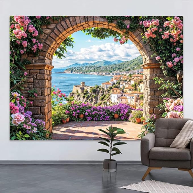 Garden Backdrop, Colorful Flower Floral Blossom Newborn Baby Shower Party Supplies Decoration Background Portrait Photoshoot Home Wall Decor Photo Studio Props 5x3ft