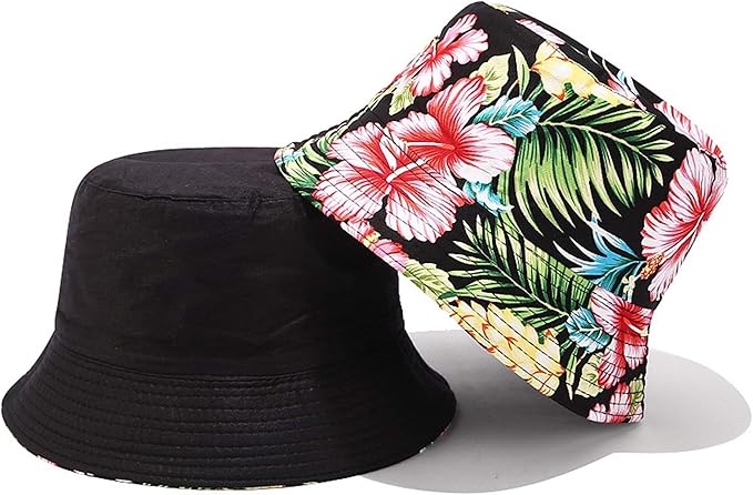 Mashiaoyi Unisex Print Double-Side-Wear Reversible Bucket Hat