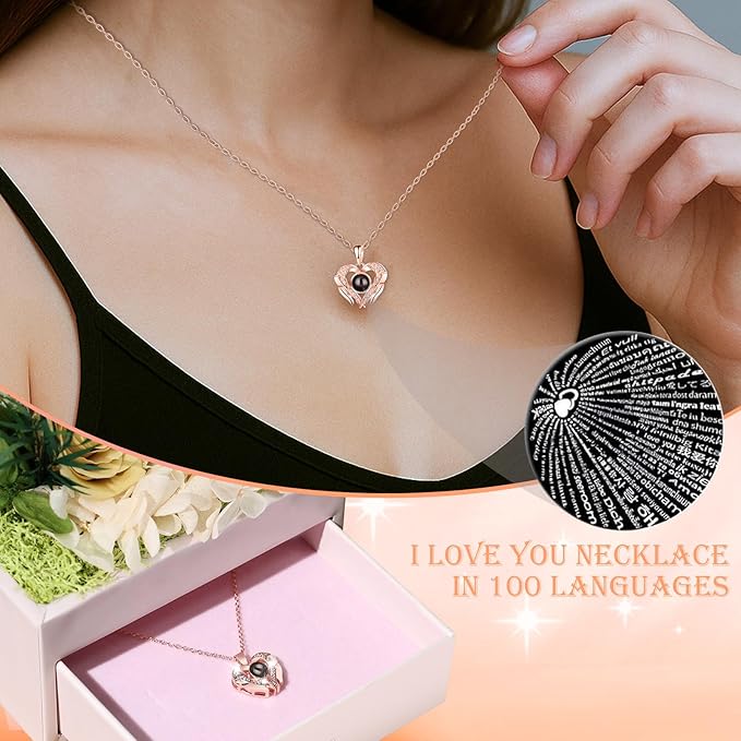 Gifts for Mom Grandma Christmas Birthday Preserved Flowers Roses with Heart Necklace Fresh Flowers for delivery Prime Eternal Forever Flower Box Xmas Gifts for Women Mother Her Wife from Daughter