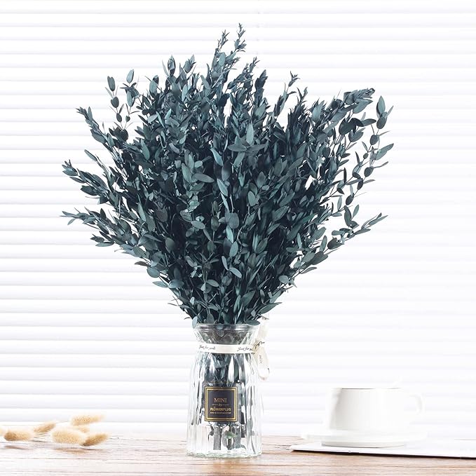 Dried Eucalyptus Leaves Preserved Greenery Stems, 8-14 PCS Eucalyptus Garland Branches, 4 OZ Blue Leaves Plant Bundle for Wedding Wreath Party Home Decor Vase Filler