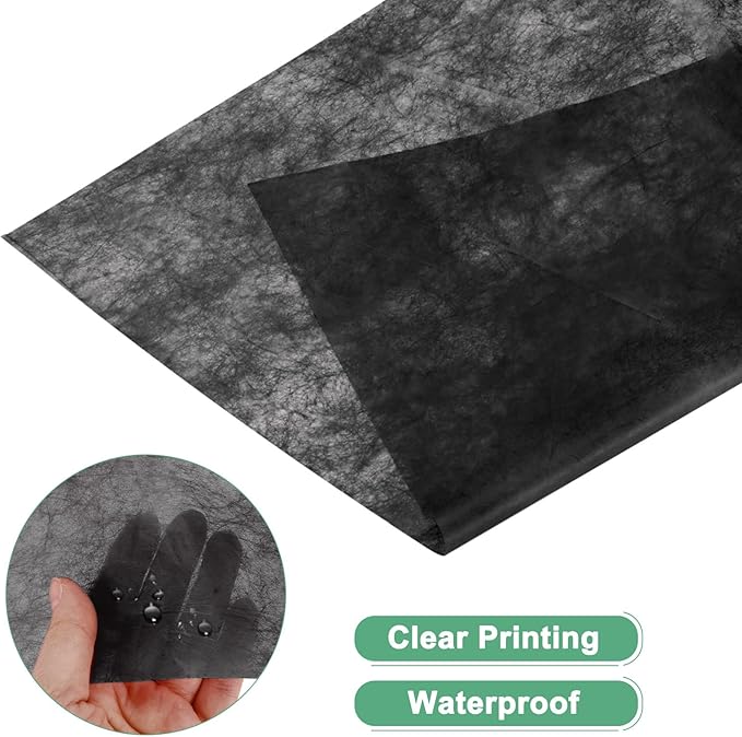 M METERXITY 20-Sheet Korean Cotton Wrapping Flower Paper, Waterproof Floral Wrapping Cotton Paper for Bouquets/Gift Packaging [Black]