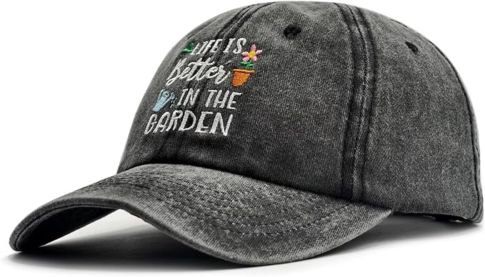Gardening Gifts for Women, Gardening Hat, Adjustable Washed Cotton Embroidered Baseball Cap