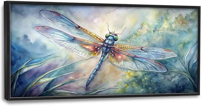 Framed Large Pictures Wall Art for Living Room, Dragonfly Oversized Wall Decor Dragonfly Canvas Print Painting Modern Extra Large Framed Artwork for Bedroom Office 60"x30"