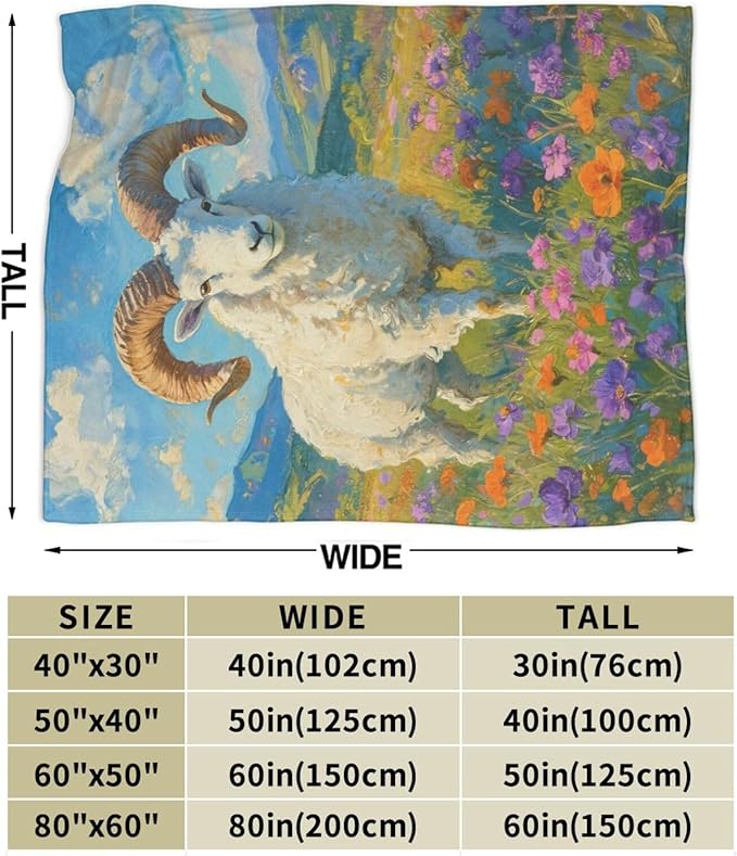Goat Blanket Goat Throw Blanket Animal Soft Cozy Fleece Fuzzy Stuffed Plush Flannel Gifts for Girls Women Boys Kids Adults 60"X80"