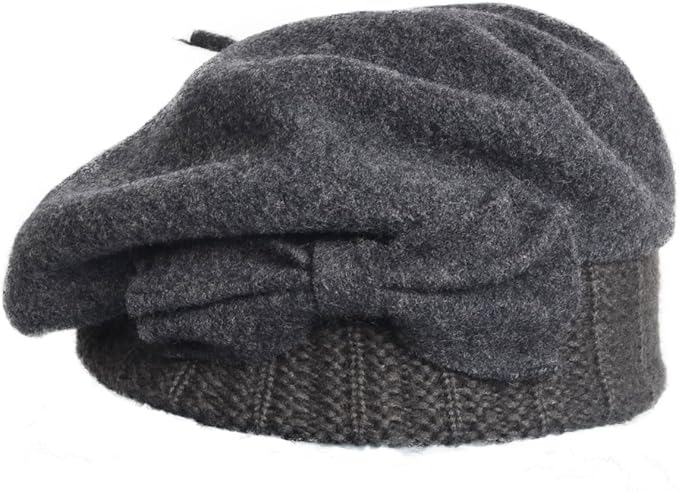 VECRY Lady French Beret 100% Wool Beret Floral Dress Beanie Winter Hat