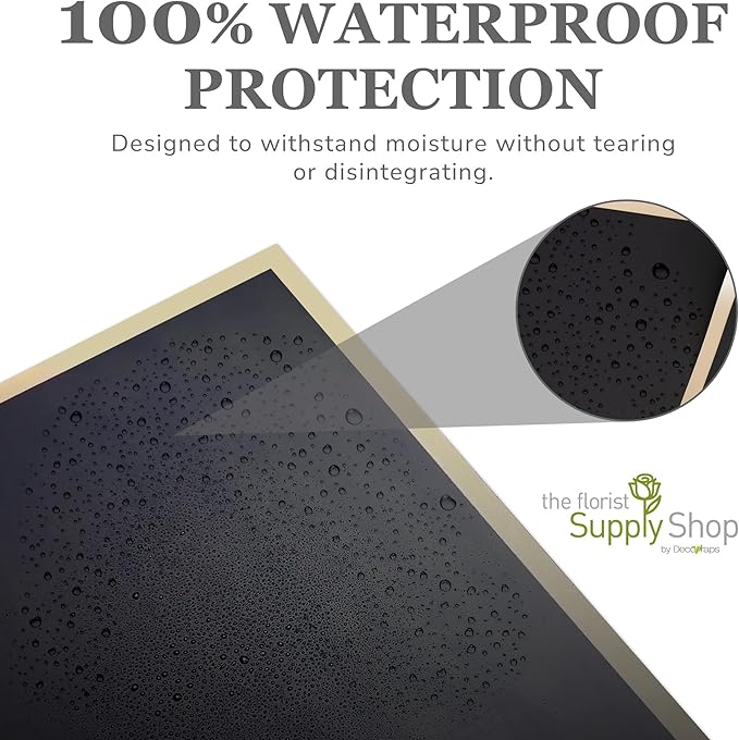 the florist Supply 20 Sheets Premium Flower Wrapping Paper | Waterproof Flower Wrapping Paper for Bouquets | Double Sided Floral Bouquet Sheets | DIY Gifts Borderline Black/Gold