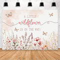 MEHOFOND 8x6ft Baby Shower Backdrop Pink Watercolor A Little Wildflower is On The Way Baby Shower Party Decorations Butterfly Theme Girl Banner Photography Background Props