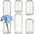Glass Bud Vases Set of 6 Clear Flower Vase for Centerpieces Shelf, 3.9'' 4.9'' 6.7'' Modern Small Vases for Living Room Bedroom Office Home, Decor for Wedding House Warming Party