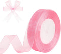 3/4 Inch x 50 Yards Sheer Organza Ribbon Chiffon Ribbon for Gift Wedding Flower Bouquet Wrapping Decorations Crafts (Light Pink)