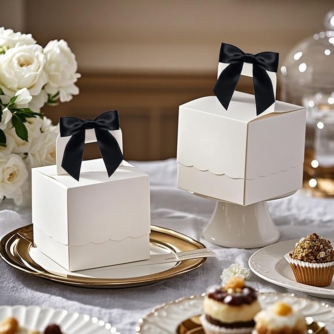 WRAPAHOLIC 30 Pcs 3" Black Satin Ribbon Bows with Twist Tie - Pretied Premade Craft Bows for Christmas Party Crafts Treat Bags Gift Wrapping Wedding Birthday Baby Shower
