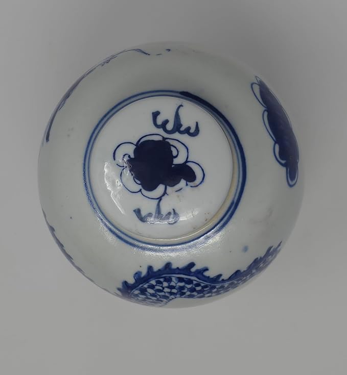 Festcool Retro Antique Like Style Blue and White Porcelain Dragon Ceramic Covered Jar Vase, China Ming Style, Jingdezhen (6.5 inches H)
