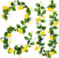 2PCS Artificial Lemon Garland (12Ft Total), Faux Fruit Vine with Greenery for Wedding Party, Wall Mantle Table Decor, Spring Summer Kitchen Door Decoration