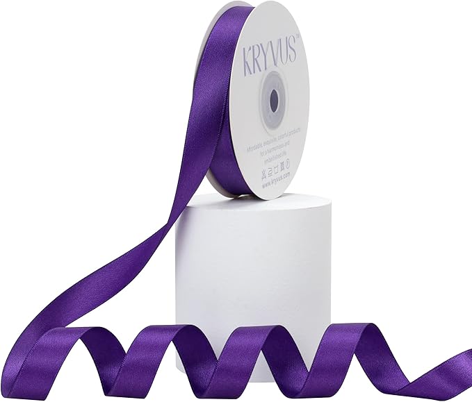 Purple Satin Ribbon, Double Faced 5/8 Inch X 25 Yards Purple Ribbon, Premium Satin Ribbon for Gift Wrapping, Crafts, Hair Bow Making, Sewing, Flower Bouquet, Wedding Party Decor