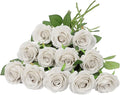 12pcs Roses Artificial Flowers Nude Silk Roses with Long Stems Fake Flowers for Wedding Bouquet Centerpices Decorations Party Bridal Baby Shower Home Decor