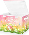 senya Easter Storage Baskets Collapsible Storage Bins with Lids, Happy Easter Eggs and Butterfly Storage Boxes Clothes Baskets for Organizing