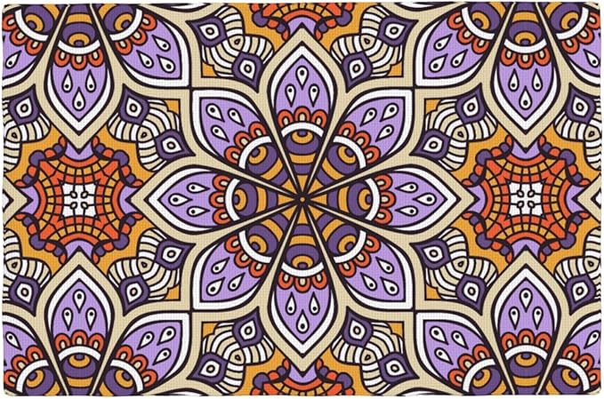 Placemats 4 pcs Mandala Double-Layer Imitation Linen Place Mats Non-Slip Heat-Resistant Tablemats for Home Restaurant Hotel 18×12 Inch