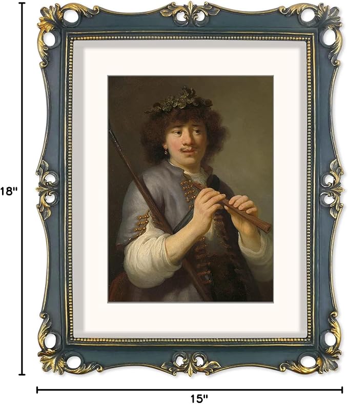 SIMON'S SHOP 11x14 Picture Frame Matted to 8x10 Photo Artwork Print, Vintage Picture Frames for Gallery Wall and Tabletop Display, Antique Style Dark Blue Poster Frame