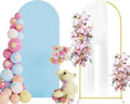 Putros 6ft Metal Arch Stand with Cover Dusty Blue Spandex Fitted Wedding Arch Cover and Round Top Chiara Backdrop Stand Set for Birthday Party Baby Shower Decoration