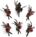 Ling's Moment Boutonniere for Men Wedding,Set of 6 , Groom and Groomsmen Boutonniere for Wedding Homecoming Halloween Ceremony Anniversary, Dinner Party, Prom Flowers and Fall Vintage Wedding