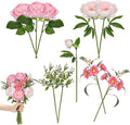 Hot Pink Flowers Artificial Peonies Silk Flowers with Stems 10PCS Realistic Fake Peony Daisies Long Faux Flowers for Vase Floral Centerpiece Arrangements Wedding DIY Bridal Bouquet Party Home Decor