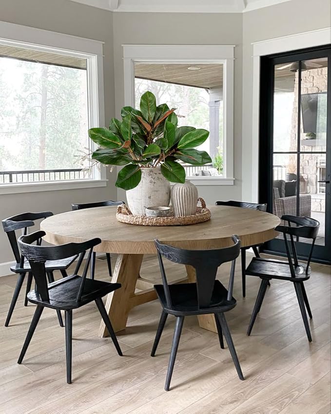 Briful Faux Magnolia Branches 22 Inches Artificial Magnolia Leaves Stems Real Touch Faux Greenery for Home Office Room Table Vase Farmhouse Decor (Dark Green - Pack of 3)