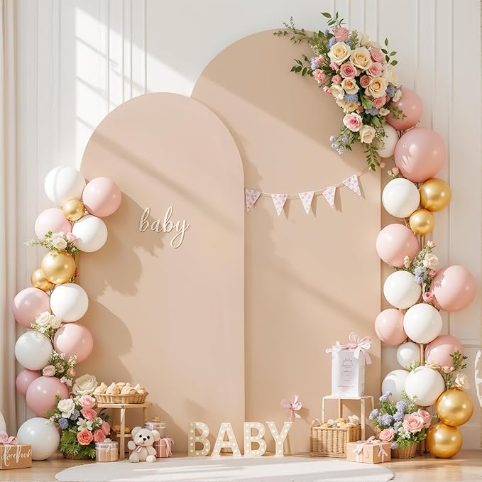 Nude Arch Backdrop Cover Set of 2 Birthday Party Arch Covers 7.2 and 6ft Wedding Arch Cover Stretchy Backdrop Bridal Baby Shower Birthday Arch Covers Spandex
