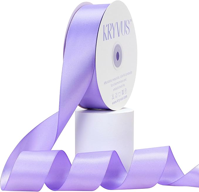 Lilac Satin Ribbon, Double Faced 1-1/2 Inch X 50 Yards Lilac Ribbon, Premium Satin Ribbon for Gift Wrapping, Crafts, Hair Bow Making, Sewing, Flower Bouquet, Wedding Party Decor