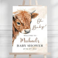 Personalized Baby Shower Welcome Sign Outdoor, Cow Boy Baby Shower Party Decorations Theme, Oh Baby's Sign Deccoration For Boy, Gendal Reveal Welcome Sign