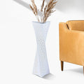27.5 Inch (Ice Crack White) Tall Floor Vase for Home Decor - Modern Freestanding Vase with Textured Finish, Handmade Design for Pampas Grass, Artificial Flowers, Farmhouse Living Room Corner Décor