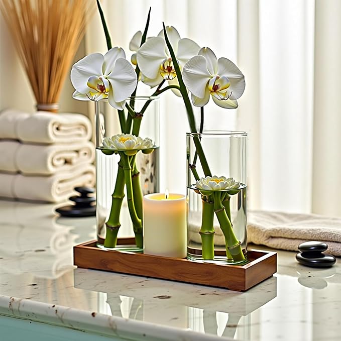 48 Pack Clear Glass Cylinder Vases for Centerpieces - Different Sizes Floating Candle Vases Holder -4", 6", 8",10" Hight Perfect for Weddings and Events
