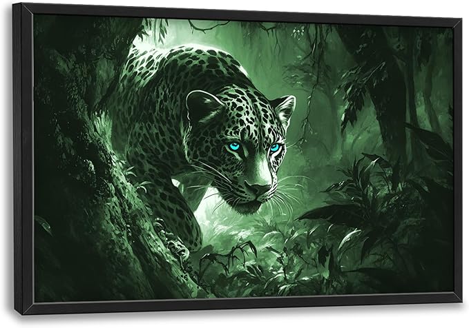 Forest Leopard Large Decor Framed Wall Art Animal Pictures for Living Room, Oversized Canvas Print Painting Modern Extra Large Framed Artwork for Bedroom Office Home Decor 36"x24"
