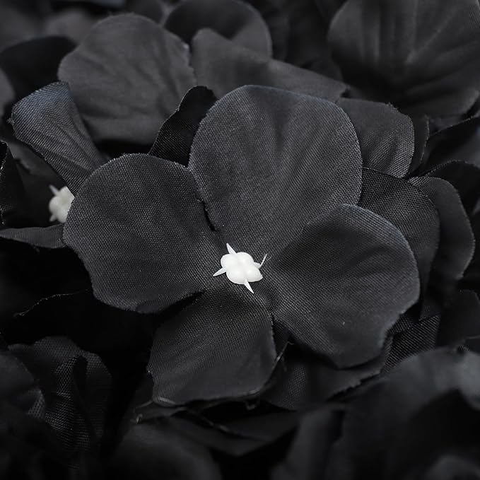 Black Flower Wall Panels, 12Pcs Artificial Roses & Hydrangeas Backdrop with Heavy Texture, Retro Floral Art for Wedding Party Home Decor