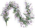 Artgar Flower Garland 6Ft Spring/Summer Garlands Floral Garland for Mantle All Year Round Paper Garlands Decor for Indoor Outdoor Home Wedding Arch Porch Stair Backdrop Year Round Decor (Light Purple)