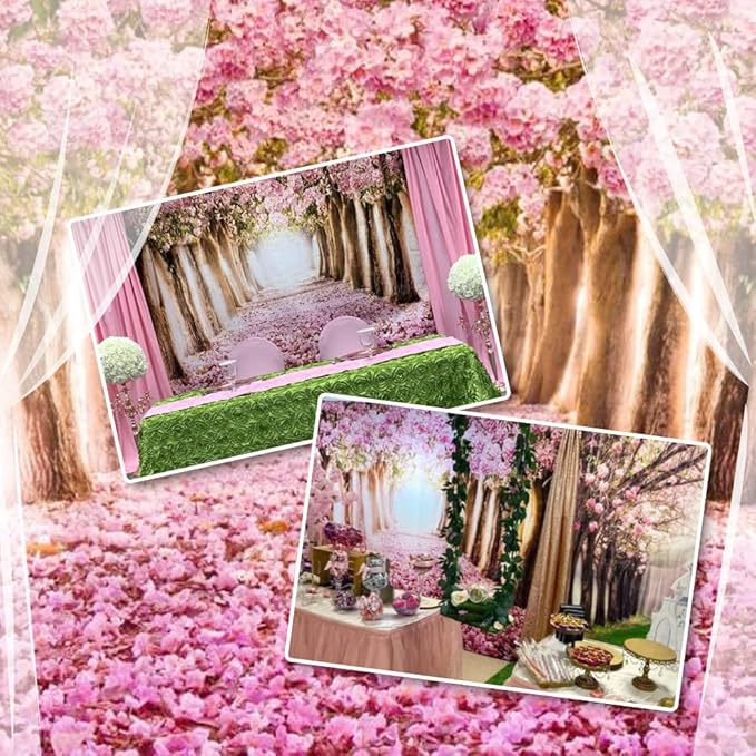 AOFOTO 10x7ft Spring Cherry Blossom Backdrop Sweet Pink Flowers Tree Floral Petal Boulevard Photography Background Wedding Photo Studio Props Girl Bride Woman Lady Mother Artistic Portrait Wallpaper