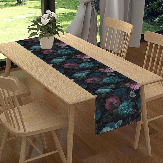 Vintage Floral Table Runner, Rustic Retro Boho Floral Print Coffee Table Center Decor for Home Kitchen Dining Patio Holiday Party Indoor Outdoor Table Decorations 13x72 inch