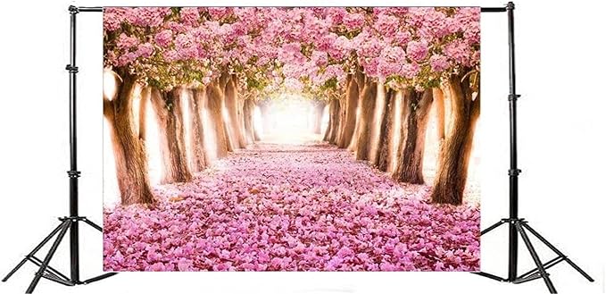 AOFOTO 10x7ft Spring Cherry Blossom Backdrop Sweet Pink Flowers Tree Floral Petal Boulevard Photography Background Wedding Photo Studio Props Girl Bride Woman Lady Mother Artistic Portrait Wallpaper