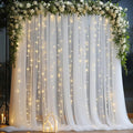 10x10ft White Tulle Backdrop Curtain with Lights String for Parites, Sheer Backdrop Curtains for Wedding Baby Shower Birthday Party Photo Shoot Decorations
