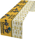 Cartoon Car Table Runner,Boys Kids Construction Vehicles Truck Yellow Print Tablecloth Burlap for Hotel Indoors Outdoor Dining Room Kitchen Home Decor,W13X L80 in