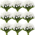 Janinka 75pcs Artificial Tulip Flowers Fake PU Tulips Faux Latex Bouquet Flower Centerpieces Arrangement Floral for Mother Day Wedding Spring Decorations (White)