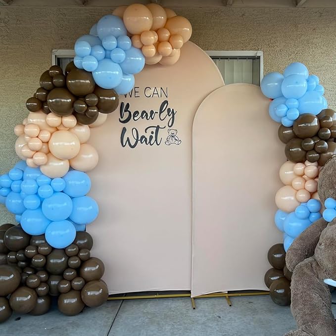 Togvu Nude Balloons Different Sizes, 123 Packs Boho Beige Balloons, Pack of 18 12 10 5 Inch Retro Apricot Balloons Garland Arch Kit for Boho Birthday Baby Shower Wedding Party Decoration