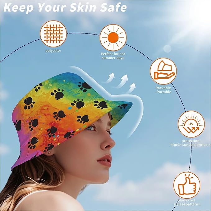 Wildflowers Floral Bucket Hat for Men Women, Summer Vacation Outdoor Travel Reversible Double Side Beach Caps Fisherman Hat