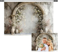 7x5ft Vintage Wedding Floral Backdrop Countryside White Wildflower Old Building Wall Photography Background for Valentines Day Bridal Shower Birthday Princess Couples Women Portraits