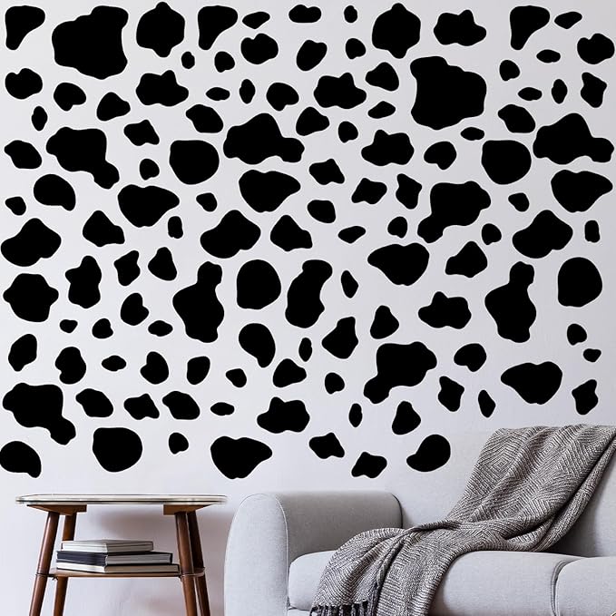 AOWDIAO 280 Pieces Cow Print Stickers Peel and Stick Vinyl Decals for Wall, Car, Laptop, Water Bottle & Home Decor