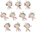 TINGE TIME Boutonniere for Men Wedding,Groom and Best Man Boutonniere for Wedding Ceremony Anniversary, Formal Dinner Party and Rustic Spring Wedding Marriage (10, Champange&Pink)