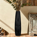 Tall Black Floor Vase – 28" Twisted Geometric Ceramic Vase for Modern Home, Living Room, Table Centerpiece or Corner Decoration