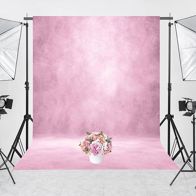 Abstract Professional Photography Backdrop for Portrait Photo Props Booth Background Photoshoot Studio with Polyester Fabric Roller Pocket on Top (6x8ft,Light Pink,No Stand)