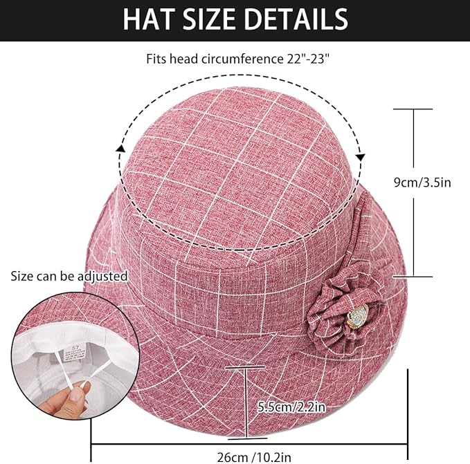 Glamorstar Cloche Hats for Women Vintage Bowler Hat Floral Fedora Bucket Hats