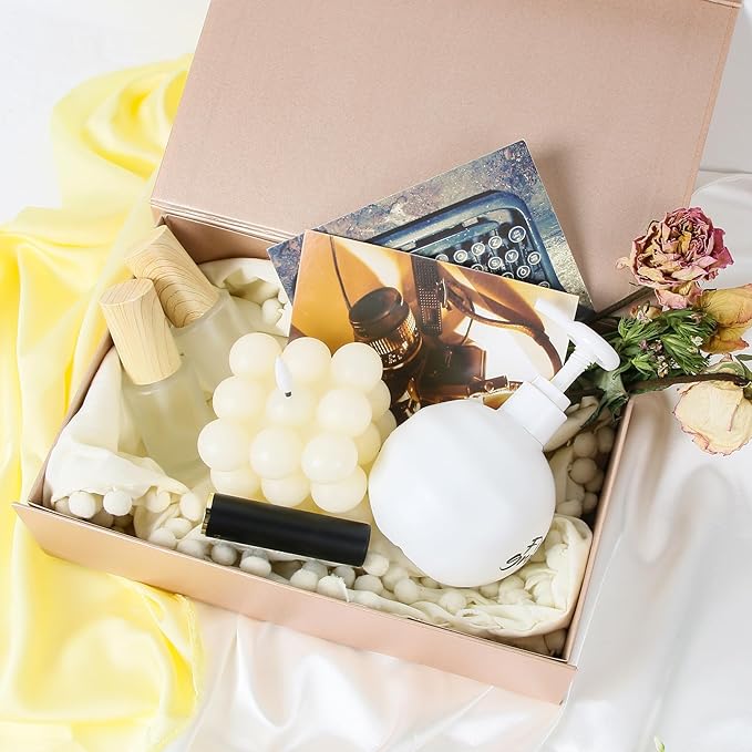 Aimyoo Gold Collapsible Gift Box with Magnetic Closure Lids 10.5x7x3 in, Bridesmaid Groomsmen Proposal Box, Medium Rectangle Box for Present Graduation Storage 3 Pack